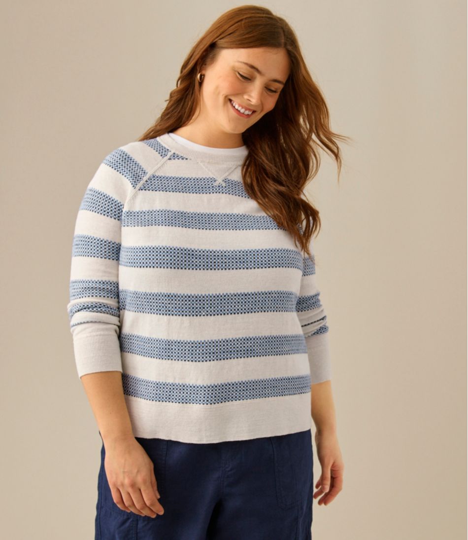 Women's Organic Cotton Slub Sweater, Crewneck Stripe - L.L.Bean Customer Favorite