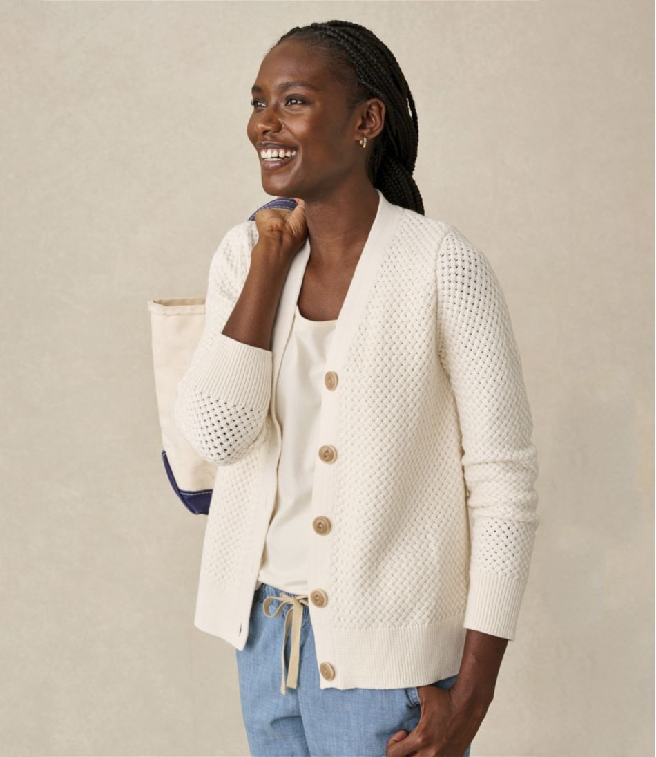 Women's Basketweave Sweater, Button-Front Cardigan - L.L.Bean Recommended