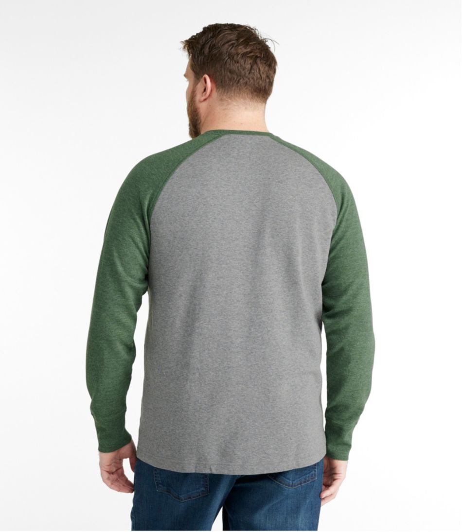 Men's Washed Cotton Double-Knit Crewneck, Slightly Fitted Long-Sleeve Colorblock - L.L.Bean Classic