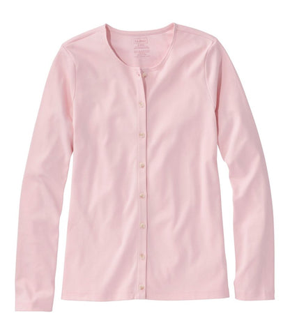 Women's Pima Cotton Tee, Long-Sleeve Crewneck Cardigan - L.L.Bean New