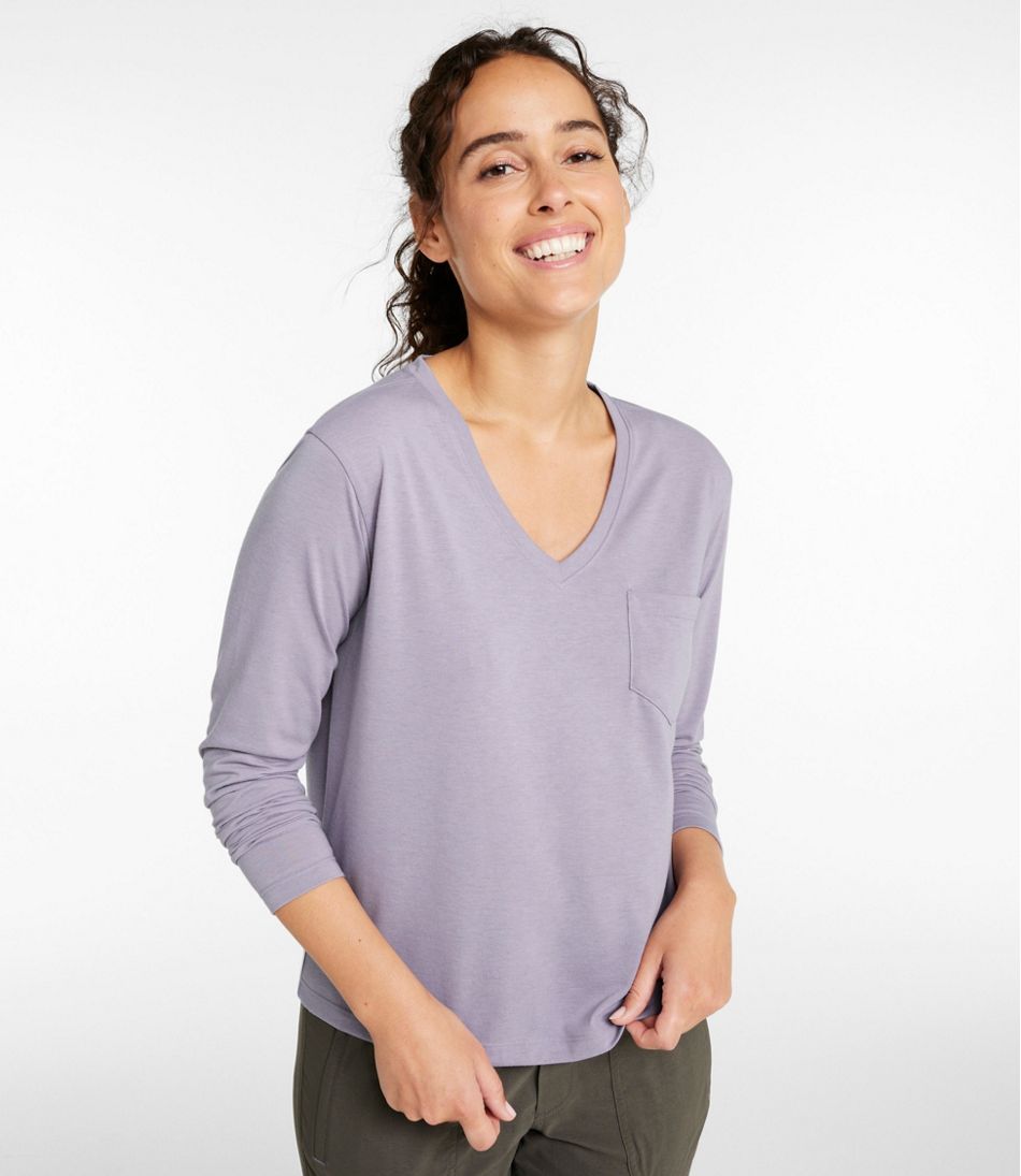Women's Vista Camp V-Neck Pocket Tee, Long-Sleeve - L.L.Bean Great Value