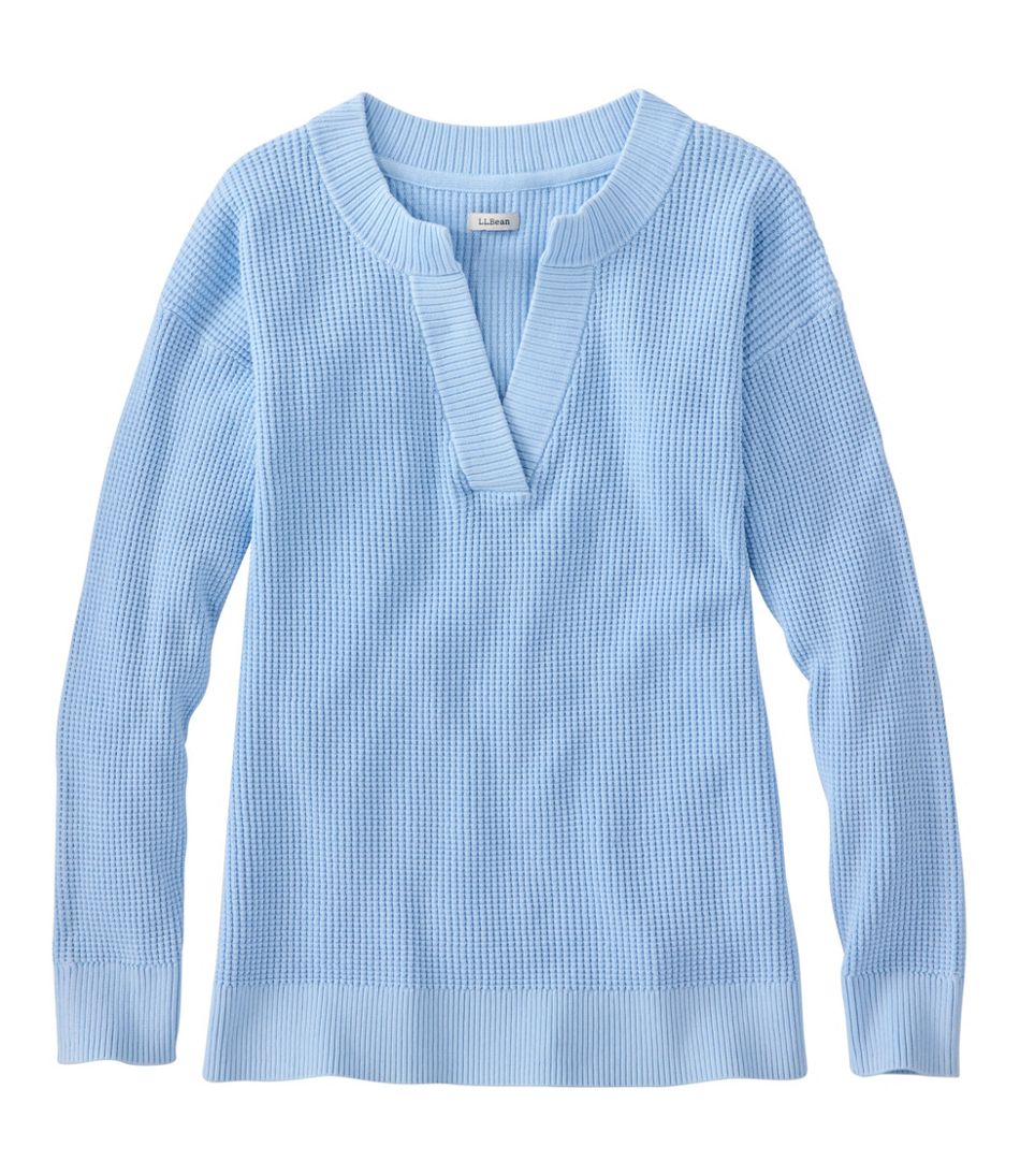 Women's Sunwashed Waffle Sweater, Splitneck - L.L.Bean Trusted