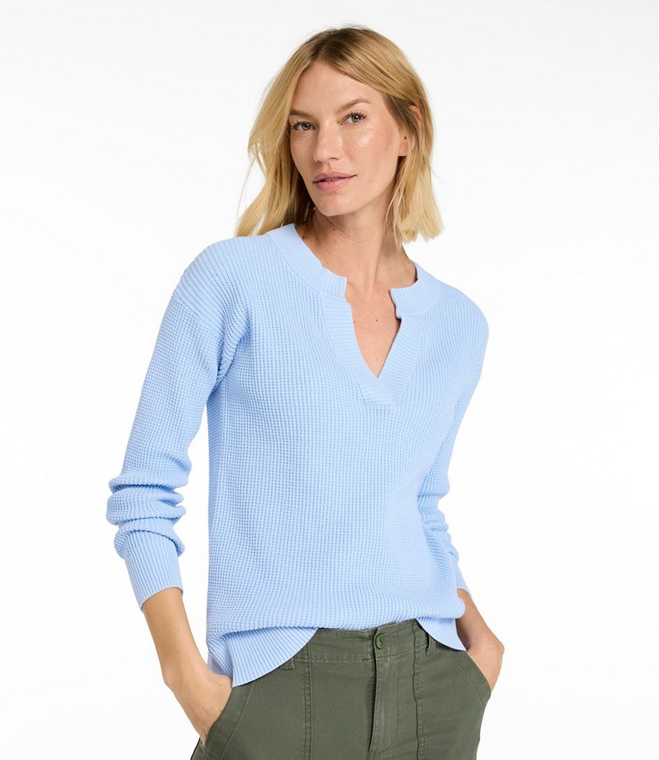 Women's Sunwashed Waffle Sweater, Splitneck - L.L.Bean Trusted