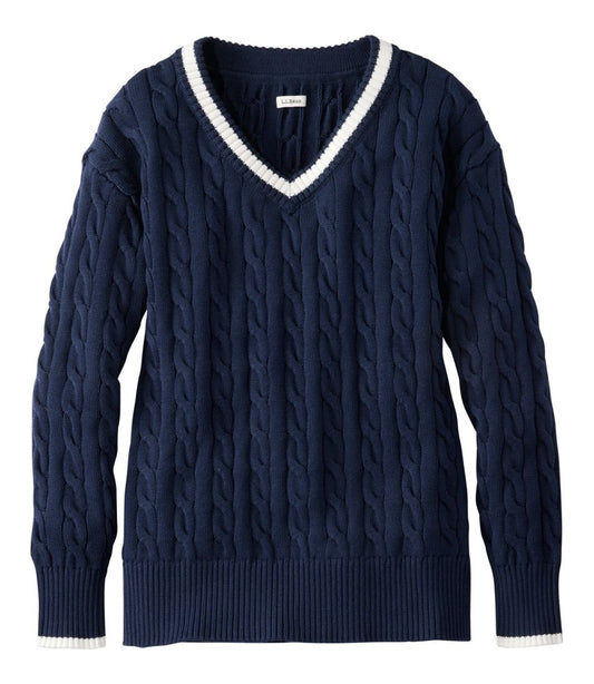 Women's The Original Double L® Sweater, Cable V-Neck - L.L.Bean Trending