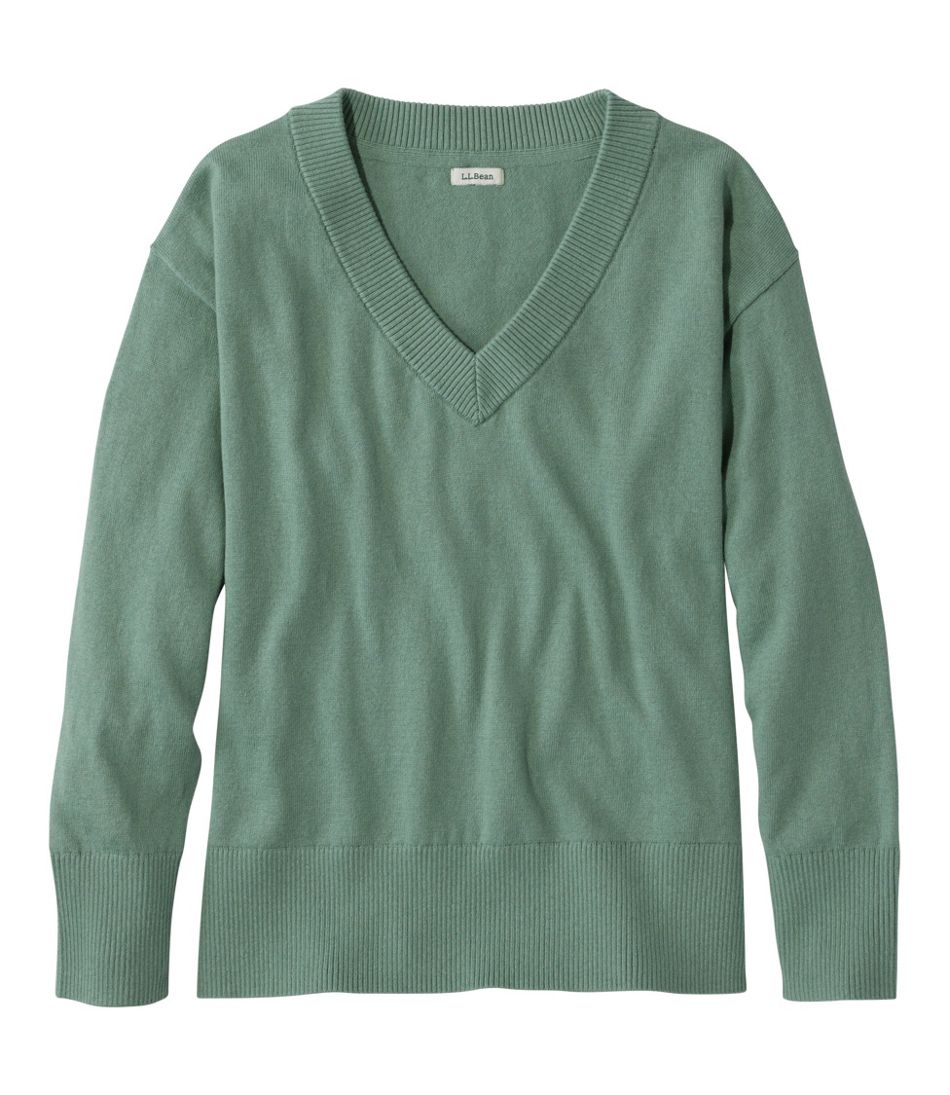 Women's Cotton/Cashmere Sweater, V-Neck - L.L.Bean Signature