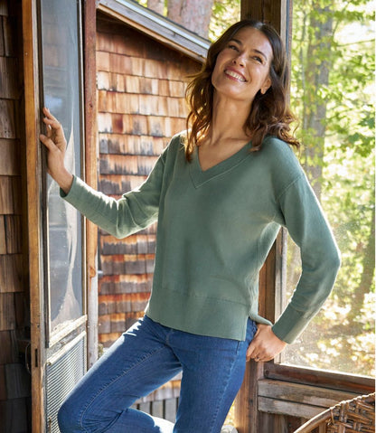 Women's Cotton/Cashmere Sweater, V-Neck - L.L.Bean Signature