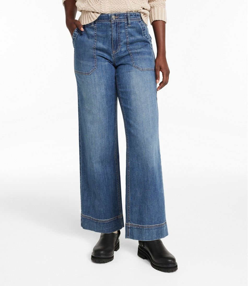 Women's Signature Utility Jeans, Mid-Rise Wide-Leg Ankle - L.L.Bean Value