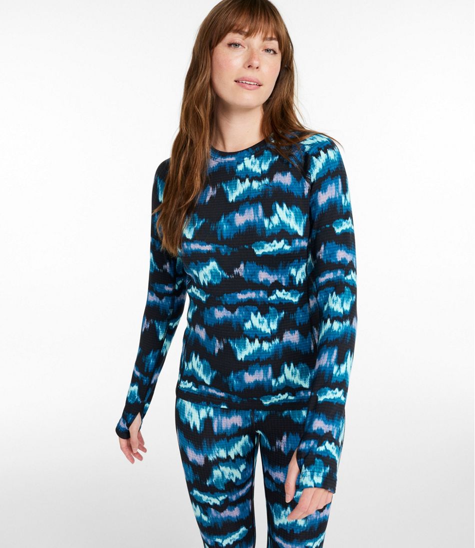 Women's L.L.Bean Heavyweight Base Layer Crew Top, Print - L.L.Bean Customer Favorite