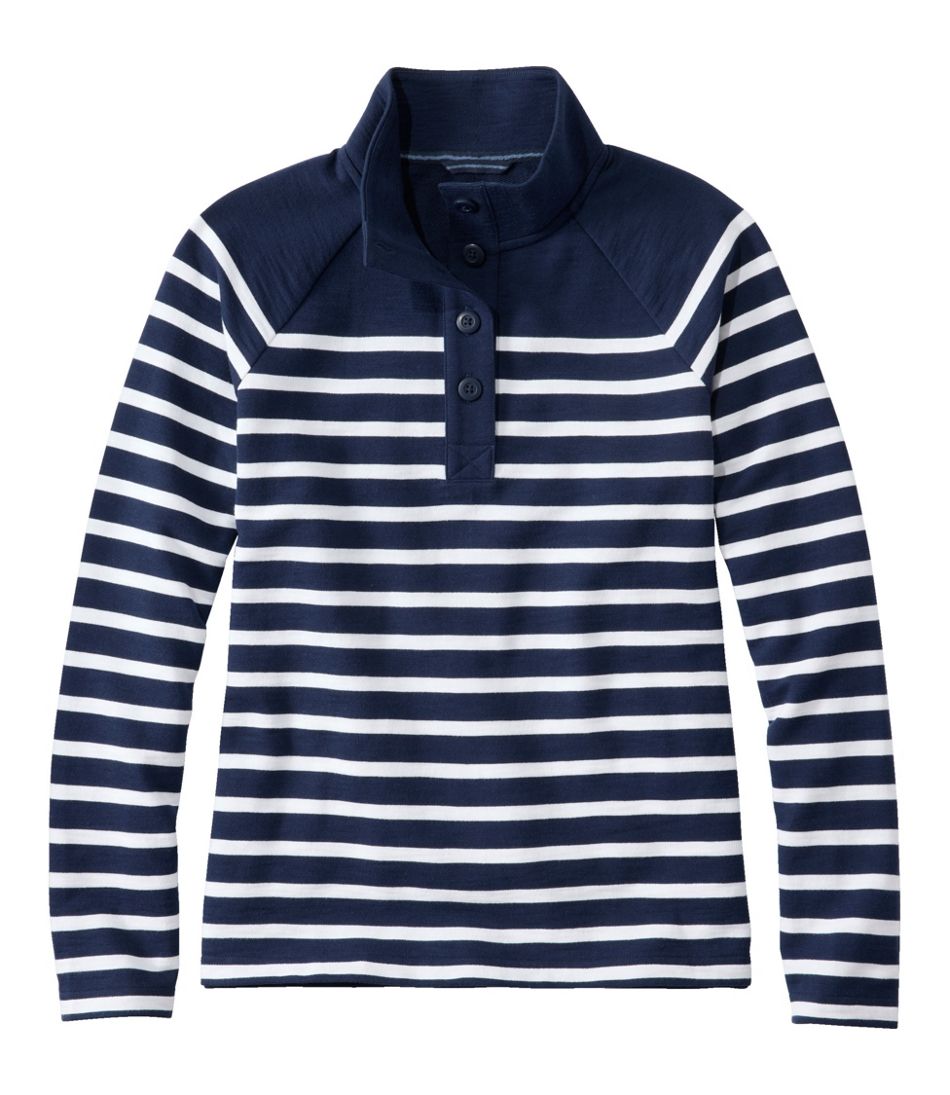 Women's Peaks Island Button Mockneck, Stripe - L.L.Bean Top Pick