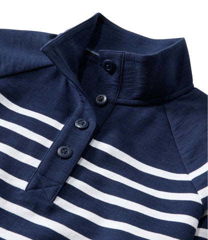 Women's Peaks Island Button Mockneck, Stripe - L.L.Bean Top Pick