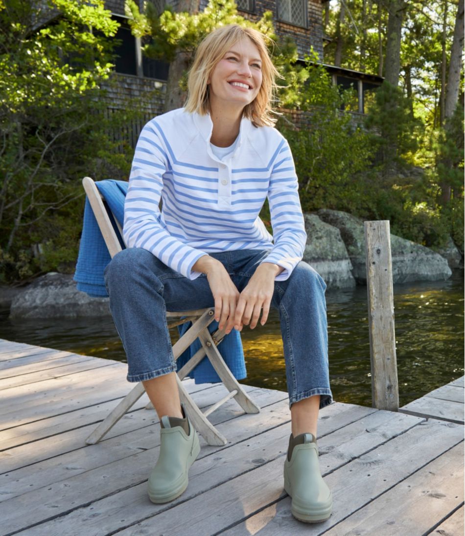 Women's Peaks Island Button Mockneck, Stripe - L.L.Bean Top Pick