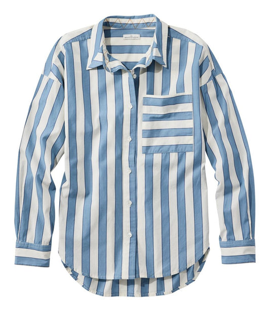 Women's Signature Premium Essential Poplin Shirt, Long-Sleeve Novelty Stripe - L.L.Bean Classic