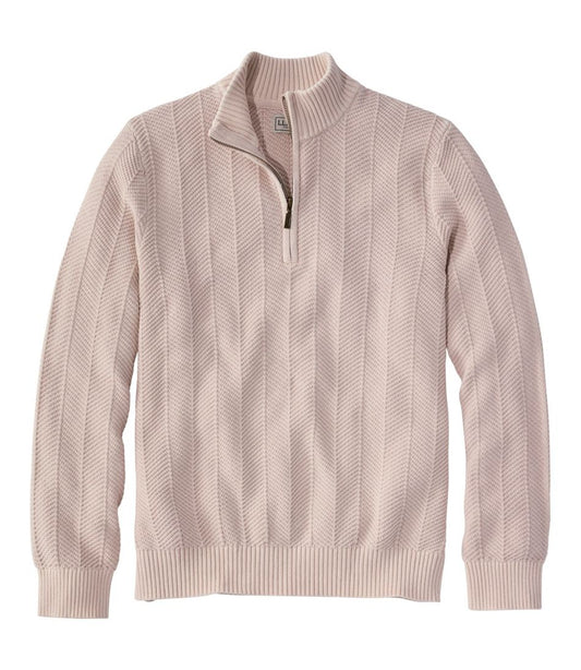 Men's Sunwashed Textured Cotton Sweater, Herringbone 1/4 Zip - L.L.Bean Classic