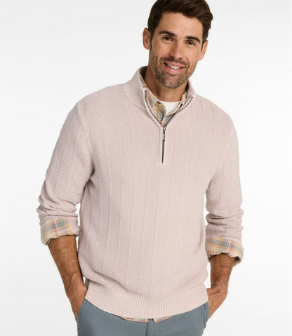 Men's Sunwashed Textured Cotton Sweater, Herringbone 1/4 Zip - L.L.Bean Classic