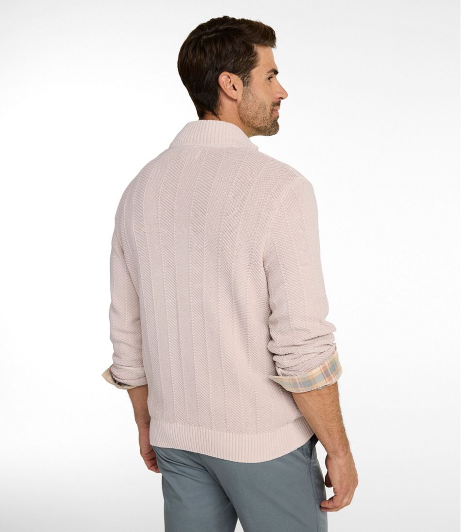 Men's Sunwashed Textured Cotton Sweater, Herringbone 1/4 Zip - L.L.Bean Classic