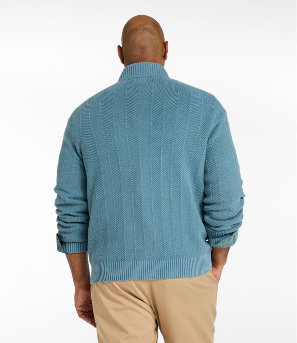 Men's Sunwashed Textured Cotton Sweater, Herringbone 1/4 Zip - L.L.Bean Classic