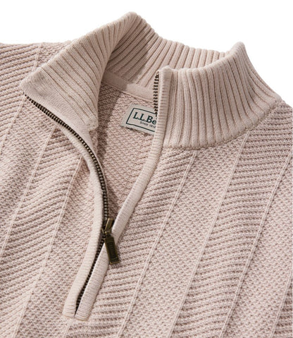 Men's Sunwashed Textured Cotton Sweater, Herringbone 1/4 Zip - L.L.Bean Classic