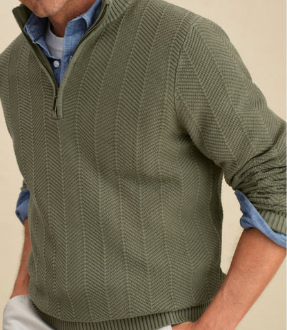Men's Sunwashed Textured Cotton Sweater, Herringbone 1/4 Zip - L.L.Bean Classic