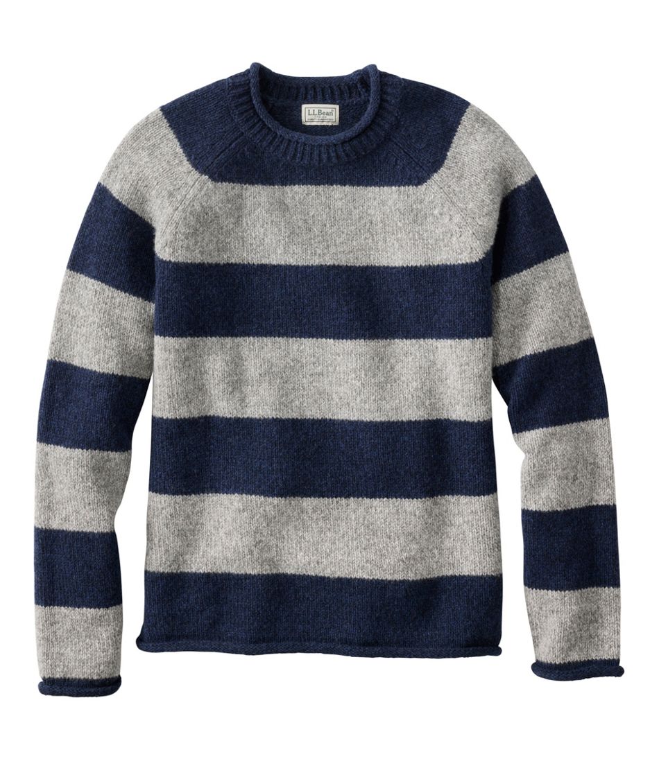 Men's Bean's Classic Ragg Wool Sweater, Rollneck, Stripe - L.L.Bean Value