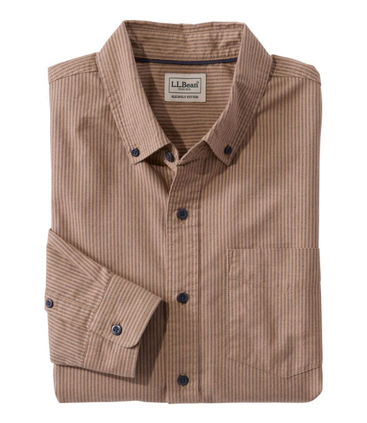 Men's Sunwashed Oxford Shirt, Slightly Fitted Untucked Fit, Stripe - L.L.Bean Quality