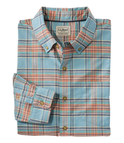 Men's Sunwashed Oxford Shirt, Slightly Fitted Untucked Fit, Plaid - L.L.Bean Customer Favorite