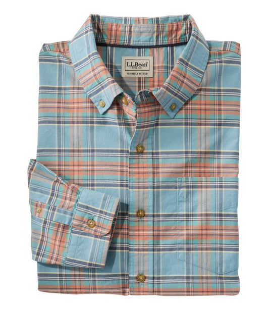 Men's Sunwashed Oxford Shirt, Slightly Fitted Untucked Fit, Plaid - L.L.Bean Customer Favorite