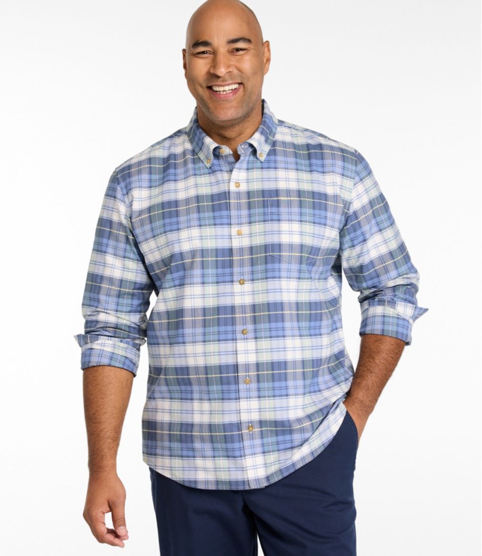 Men's Sunwashed Oxford Shirt, Slightly Fitted Untucked Fit, Plaid - L.L.Bean Customer Favorite