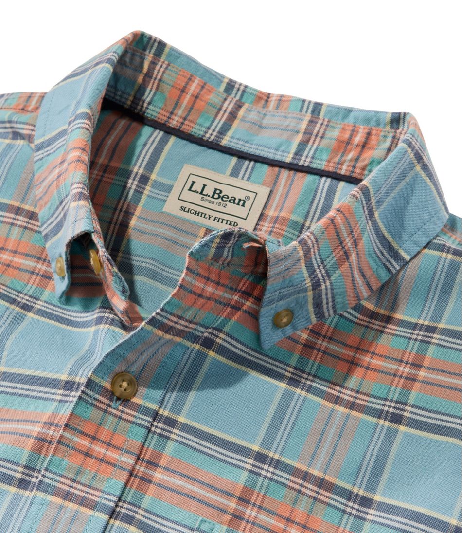 Men's Sunwashed Oxford Shirt, Slightly Fitted Untucked Fit, Plaid - L.L.Bean Customer Favorite