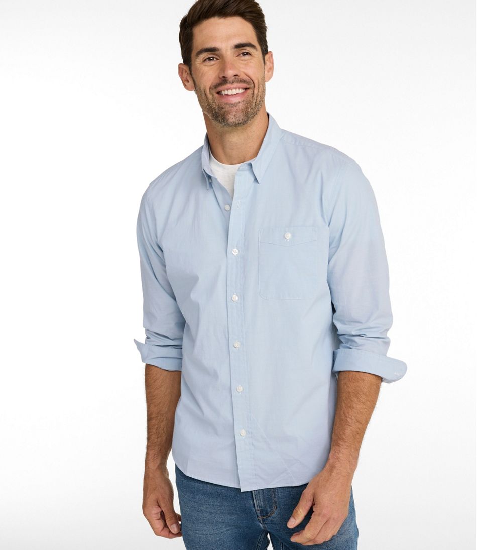 Men's Comfort Stretch Performance® Chambray Shirt, Long-Sleeve, Slightly Fitted Untucked Fit - L.L.Bean Trending
