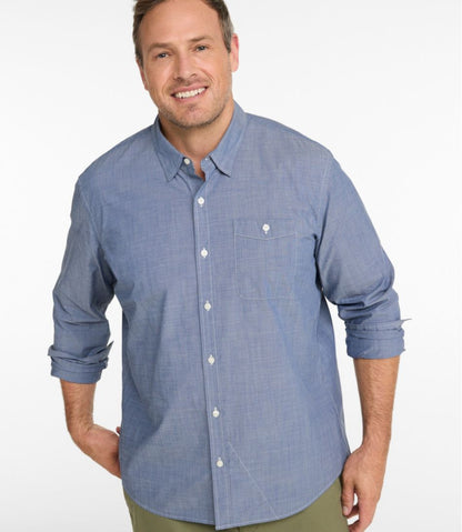 Men's Comfort Stretch Performance® Chambray Shirt, Long-Sleeve, Slightly Fitted Untucked Fit - L.L.Bean Trending