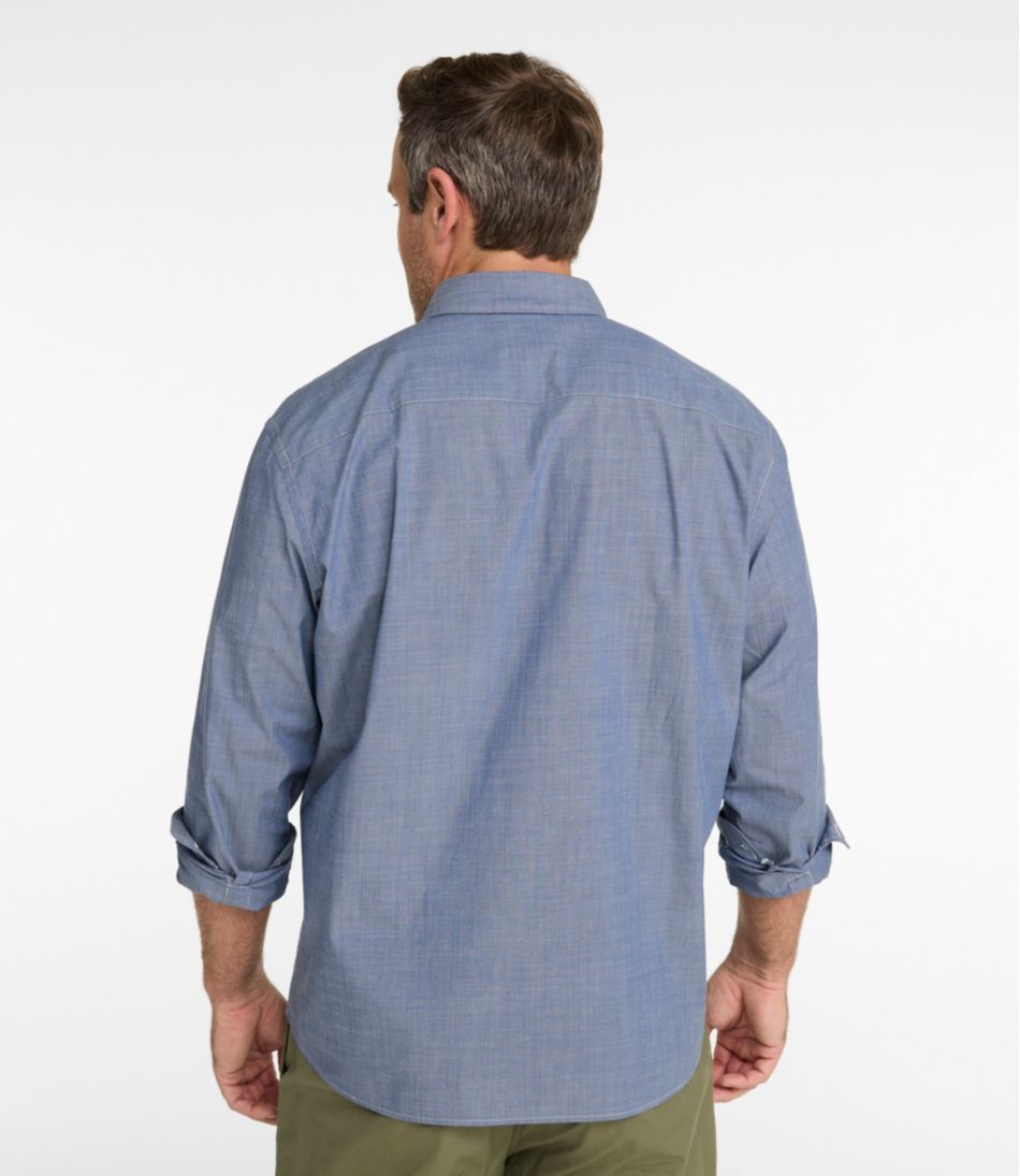 Men's Comfort Stretch Performance® Chambray Shirt, Long-Sleeve, Slightly Fitted Untucked Fit - L.L.Bean Trending