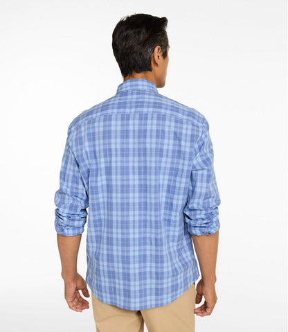 Men's Comfort Stretch Performance® Chambray Shirt, Long-Sleeve, Slightly Fitted Untucked Fit, Plaid - L.L.Bean Exclusive