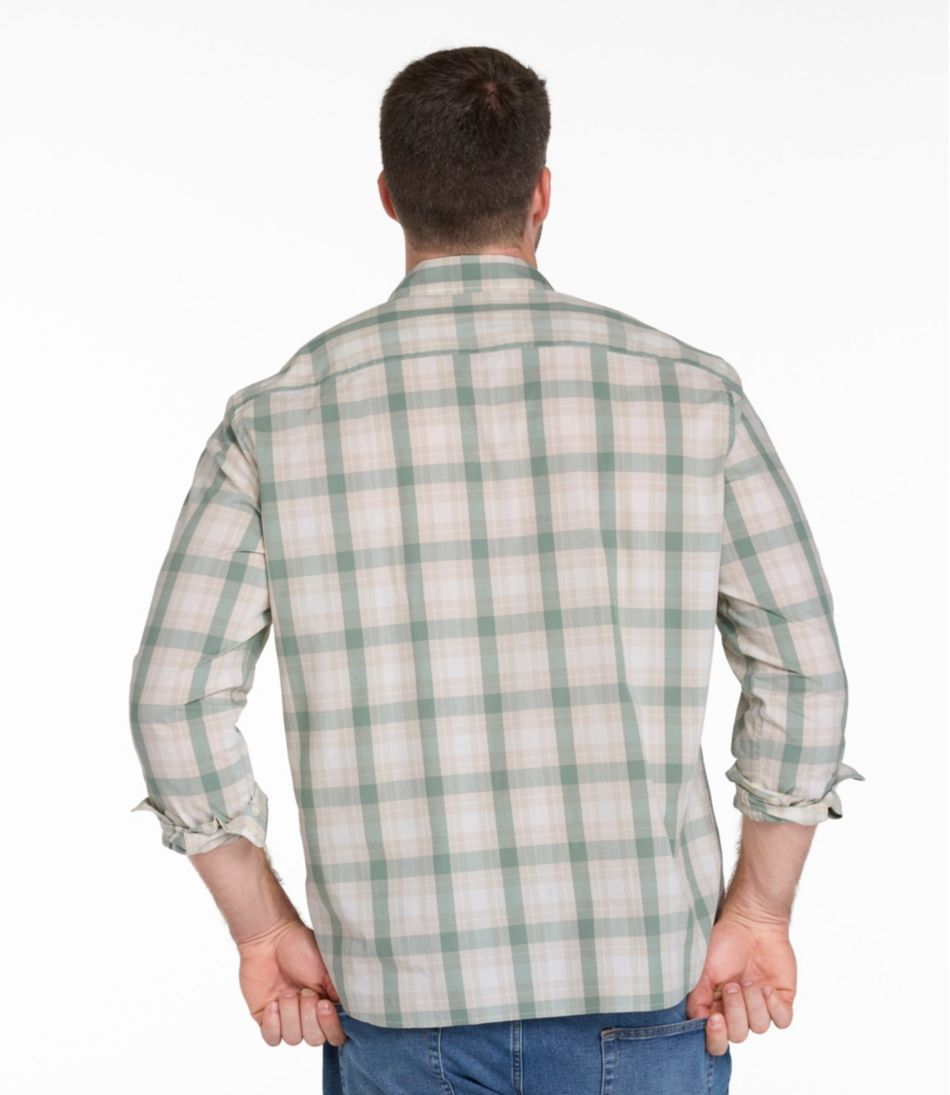 Men's Comfort Stretch Performance® Chambray Shirt, Long-Sleeve, Slightly Fitted Untucked Fit, Plaid - L.L.Bean Exclusive