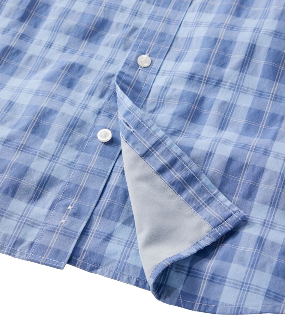 Men's Comfort Stretch Performance® Chambray Shirt, Long-Sleeve, Slightly Fitted Untucked Fit, Plaid - L.L.Bean Exclusive