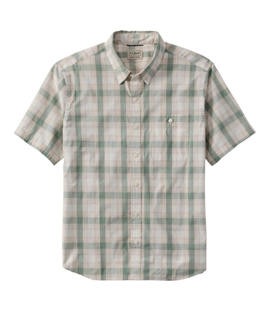 Men's Comfort Stretch Performance® Chambray Shirt, Short-Sleeve, Slightly Fitted Untucked Fit, Plaid - L.L.Bean Best Seller
