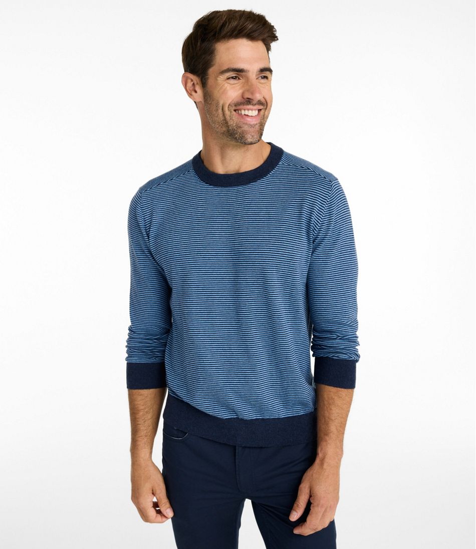 Men's All Seasons Cotton Blend Sweater, Crewneck, Stripe - L.L.Bean Latest