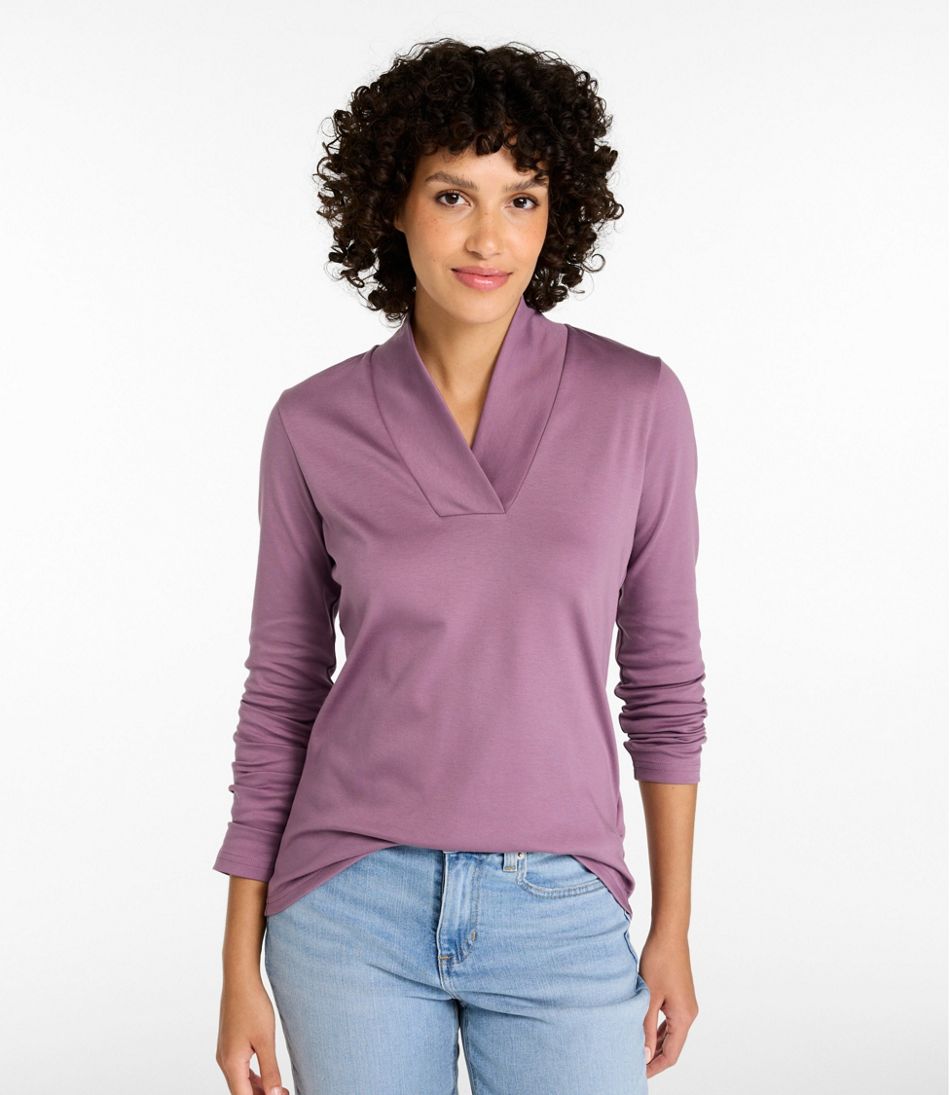 Women's Pima Cotton Tee, Shawl Long-Sleeve - L.L.Bean Customer Favorite
