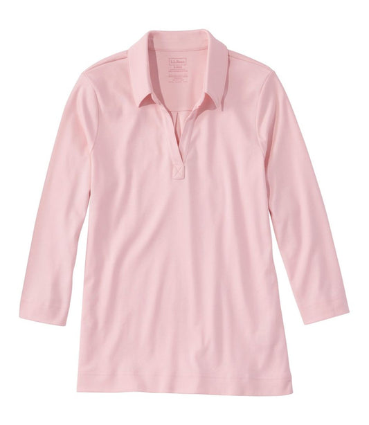 Women's Pima Cotton Tee, Three-Quarter-Sleeve Polo - L.L.Bean Premium