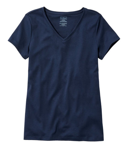 Women's Pima Cotton Shaped V-Neck, Short-Sleeve - L.L.Bean Featured