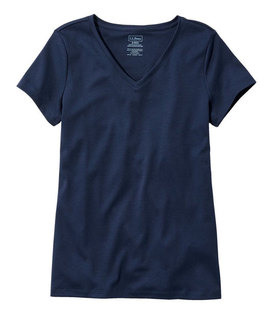 Women's Pima Cotton Shaped V-Neck, Short-Sleeve - L.L.Bean Featured