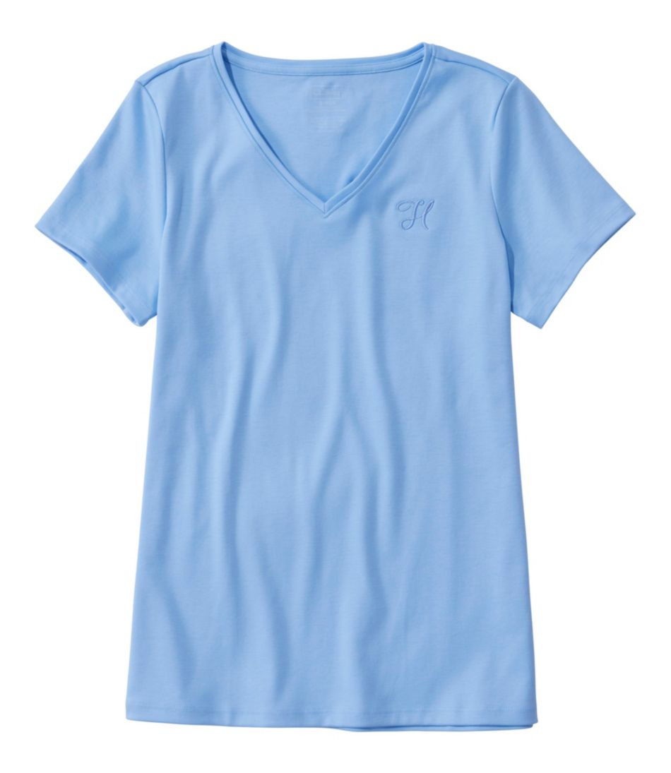 Women's Pima Cotton Shaped V-Neck, Short-Sleeve - L.L.Bean Featured