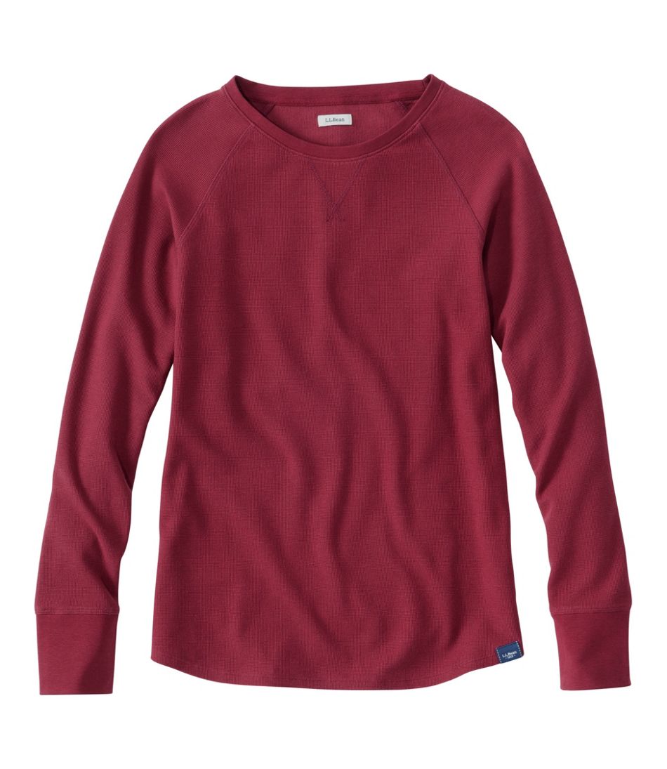 Women's Unshrinkable Mini-Waffle Tee, Long-Sleeve Crewneck - L.L.Bean Trending