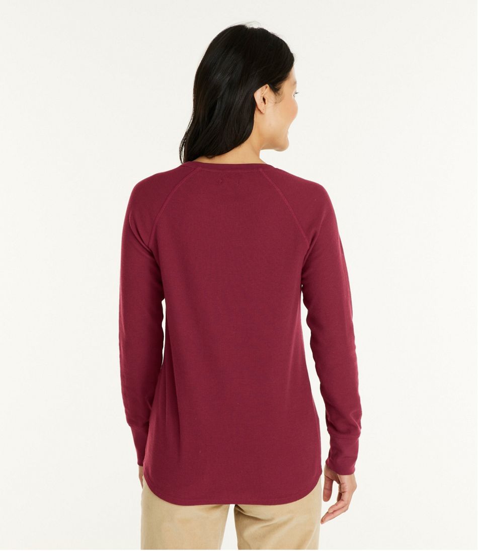 Women's Unshrinkable Mini-Waffle Tee, Long-Sleeve Crewneck - L.L.Bean Trending