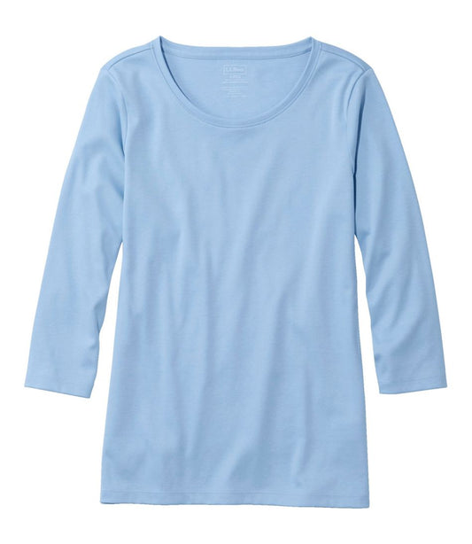 Women's Pima Cotton Shaped Tee, Three-Quarter-Sleeve Jewelneck - L.L.Bean Exclusive