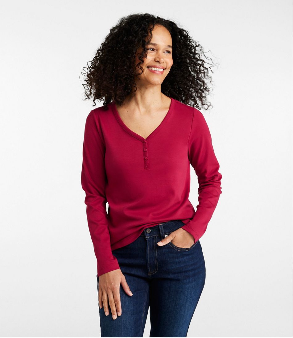 Women's L.L.Bean V-Neck Henley, Long-Sleeve - L.L.Bean Everyday