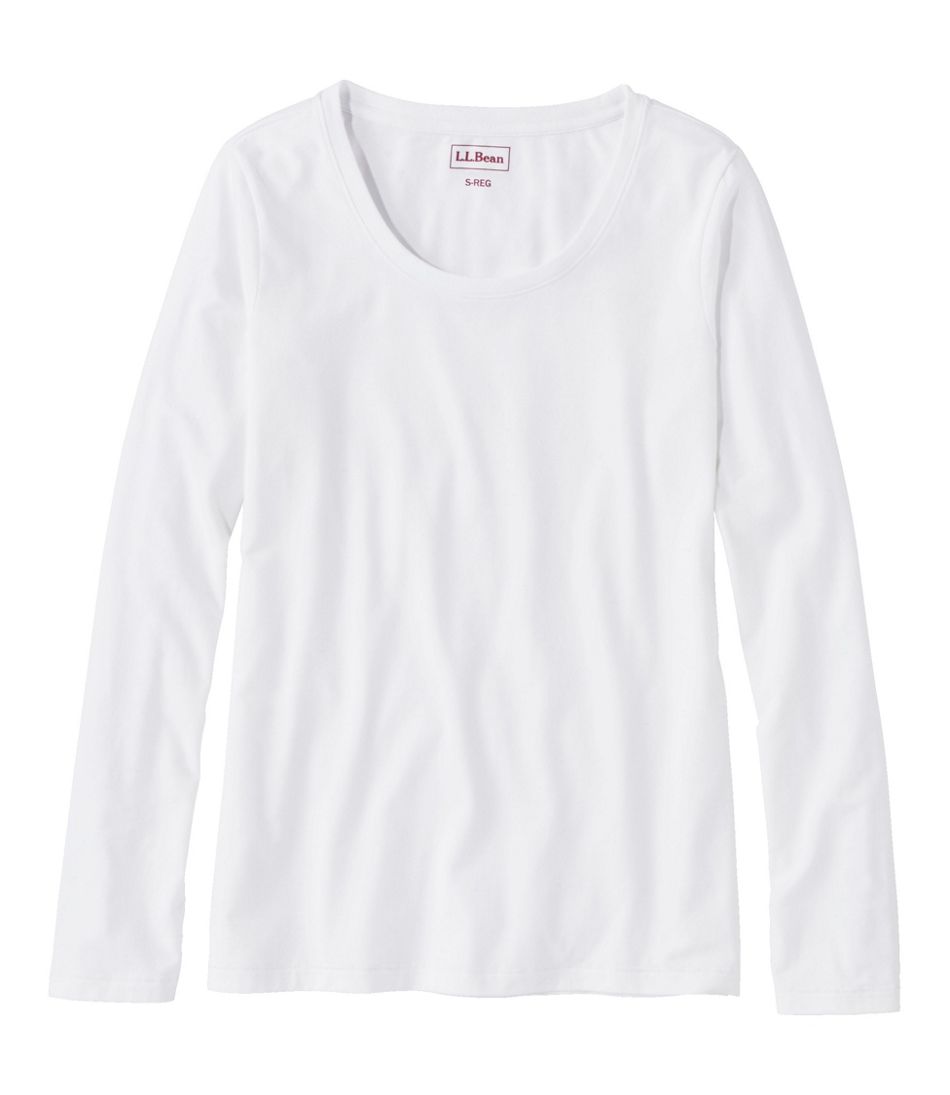 Women's Soft Stretch Supima-Blend Tee, Scoopneck Long-Sleeve - L.L.Bean Value
