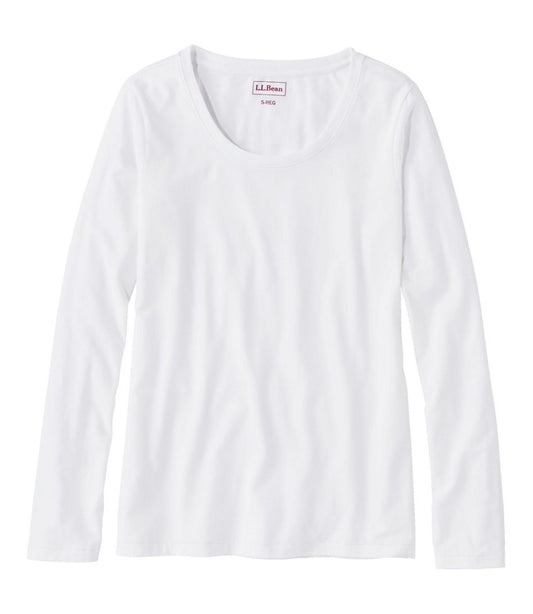 Women's Soft Stretch Supima-Blend Tee, Scoopneck Long-Sleeve - L.L.Bean Value