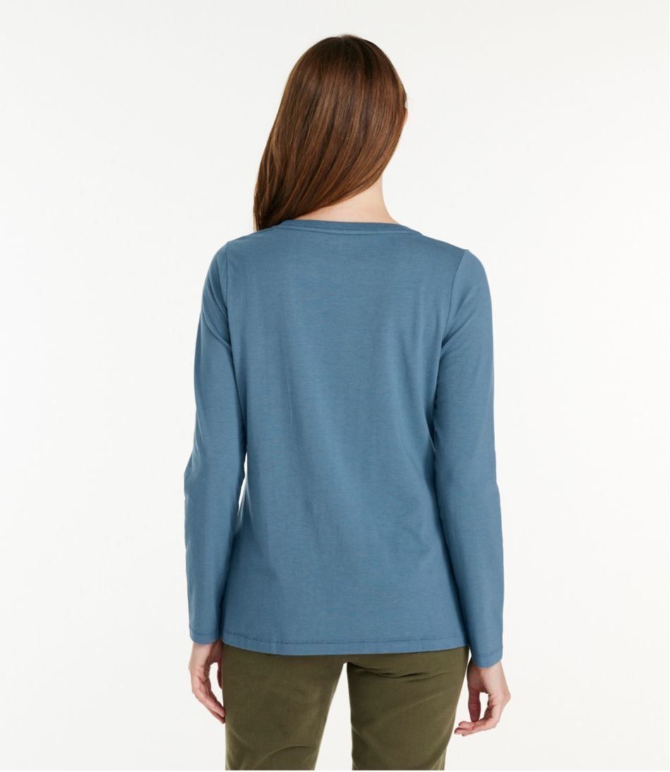 Women's Soft Stretch Supima-Blend Tee, Scoopneck Long-Sleeve - L.L.Bean Value