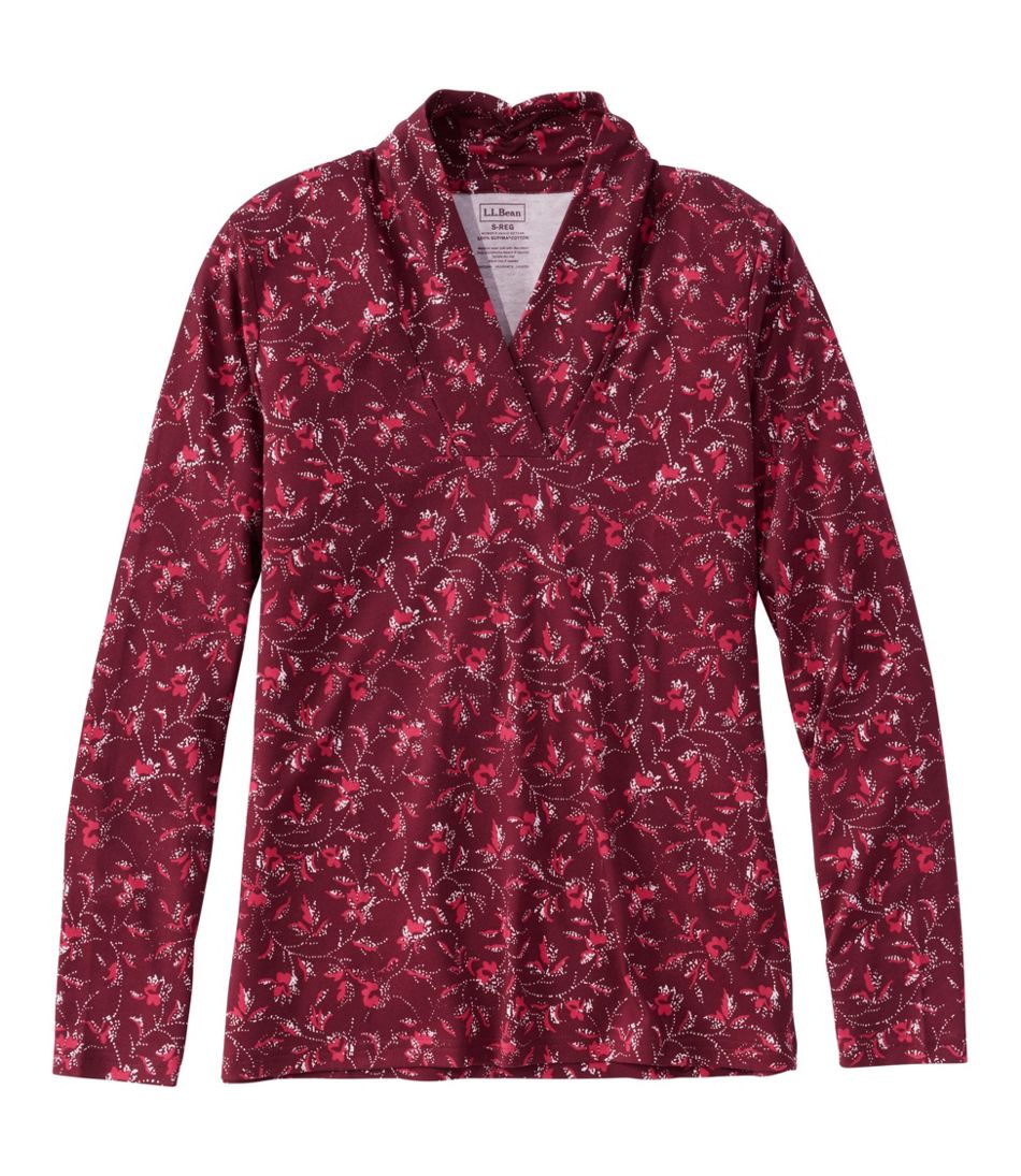 Women's Pima Cotton Tee, Shawl Long-Sleeve Print - L.L.Bean Customer Favorite