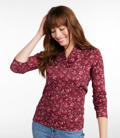 Women's Pima Cotton Tee, Shawl Long-Sleeve Print - L.L.Bean Customer Favorite